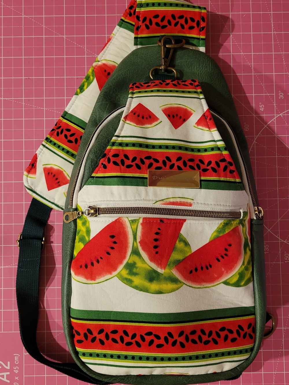 Women’s Watermelon Print Crossbody Sling Bag - Green, Red, & White